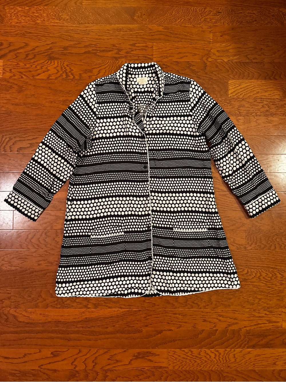 Kate Spade Dream a Little Dream Black White Polka Dot Nightshirt Pajama Top XL